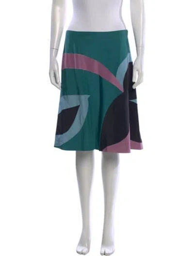 Pre-owned Alberta Ferretti Colorblock Pattern Midi Length Skirt In Blue