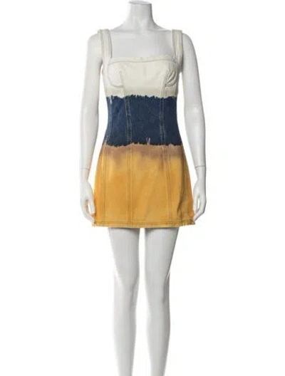 Pre-owned Alberta Ferretti Colorblock Pattern Mini Dress In Blue