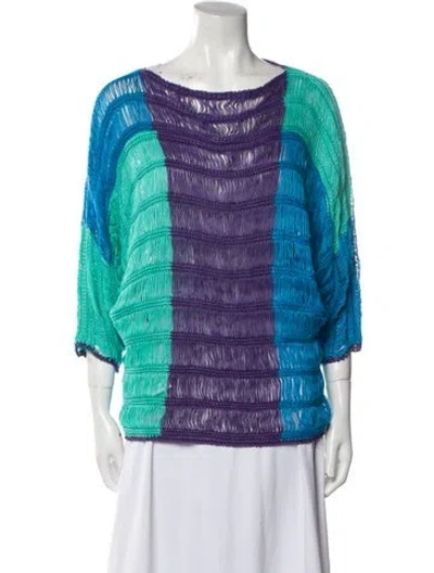 Pre-owned Alberta Ferretti Colorblock Pattern Scoop Neck Sweater In Blue