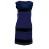 Alberta Ferretti Colorblock Sleeveless Sheath Dress In Blue Wool In Blue
