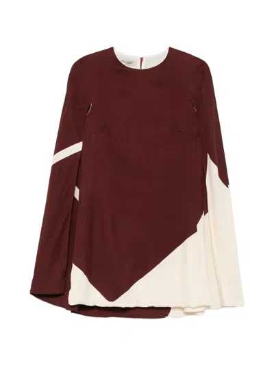 Alberta Ferretti Colour-block Cape-style Mini Dress In Brown