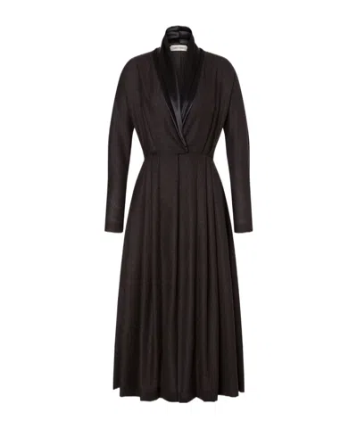 Alberta Ferretti Long Sleeve Dress In Brown