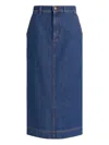 Alberta Ferretti Contrast-stitching Midi Skirt In Blue