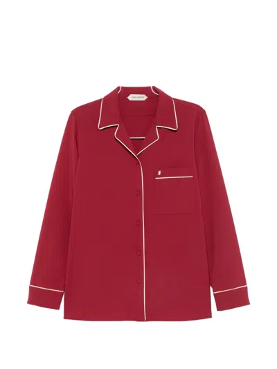 Alberta Ferretti Contrast-trim Chest-pocket Shirt In Red