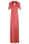 Alberta Ferretti Coral Satin Evening Dress With Cut-out Detail In Burgundy