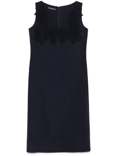 Alberta Ferretti Corded-lace Midi Dress In Blue