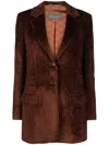 Alberta Ferretti Corduroy Single-breasted Blazer In Brown