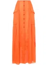Alberta Ferretti Cotton Maxi Skirt In Orange