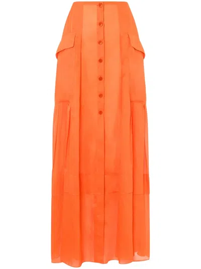 Alberta Ferretti Cotton Maxi Skirt In Orange