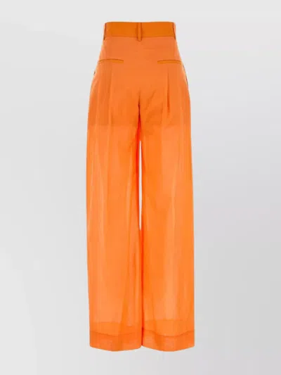 Alberta Ferretti Cotton Palazzo Pant Back Pockets In Orange