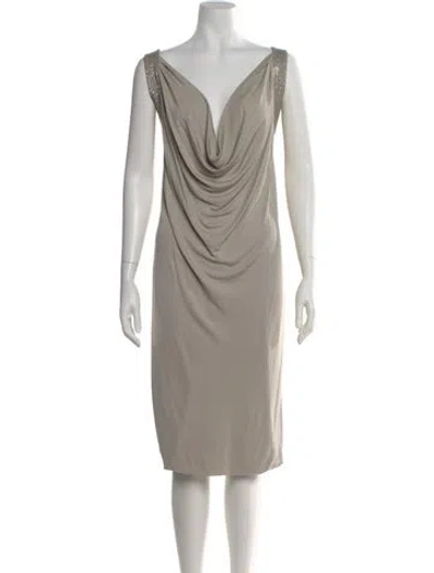 Pre-owned Alberta Ferretti Cowl Neck Knee-length Dress