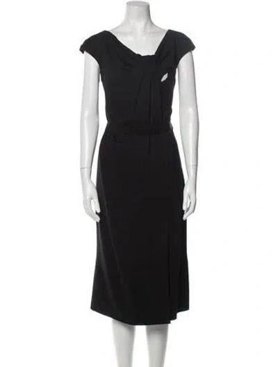 Pre-owned Alberta Ferretti Cowl Neck Midi Length Dress In Black