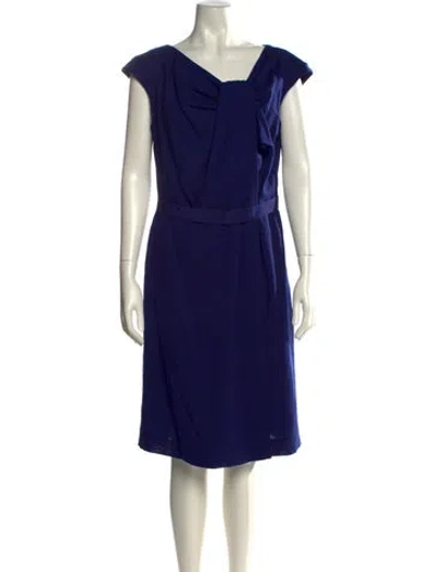 Pre-owned Alberta Ferretti Cowl Neck Midi Length Dress In Blue
