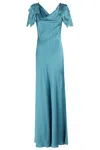 Alberta Ferretti Alberta Ferreti Turquoise Satin Long Dress