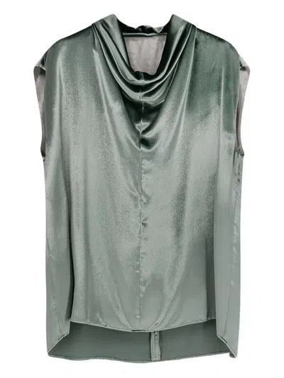 Alberta Ferretti Cowl-neck Sleeveless Top In Green