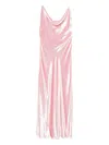 Alberta Ferretti Cowl-neck Strap Dress In Pink
