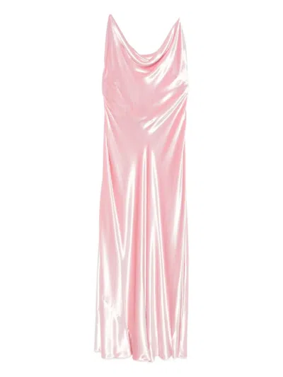 Alberta Ferretti Cowl-neck Strap Dress In Pink