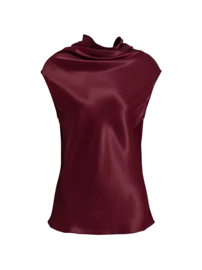 Alberta Ferretti Cowl-neck Sleeveless Blouse In Burgundy