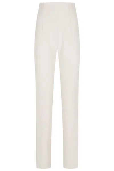 Alberta Ferretti Cream Side Zip Slim Straight-leg Viscose-blend Trousers In White