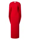 Alberta Ferretti Red Cape-back Evening Gown In Red