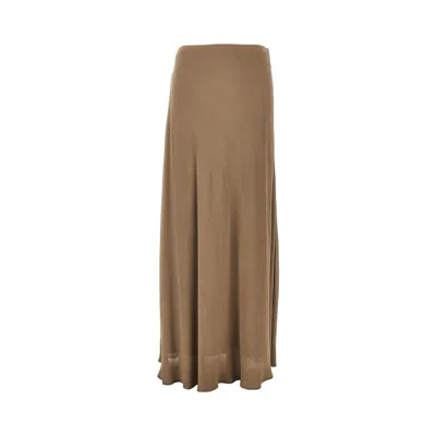 Alberta Ferretti Crepe Long Skirt In Brown