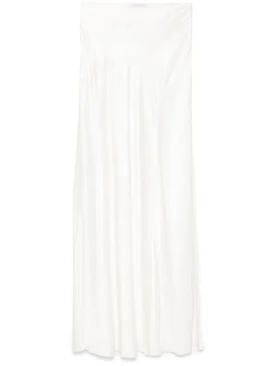 Alberta Ferretti Sheer Pleated High-waisted Midi Skirt In White