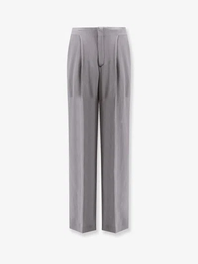 Alberta Ferretti Crepe Trousers In Gray
