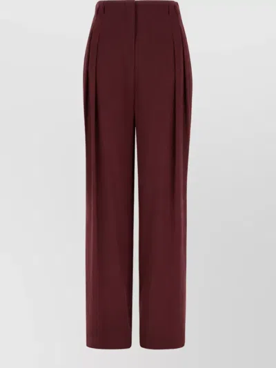 Alberta Ferretti Crepe Wide-leg Trousers In Burgundy