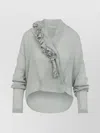 Alberta Ferretti Loose-fitting Grey Shirt With Ruffled Trim In Gray