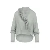 Alberta Ferretti Draped Sheer Fabric Ruffled Long Sleeves In Gray