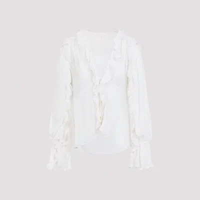 Alberta Ferretti Creponne Shirt In White