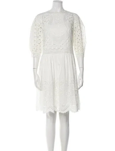 Pre-owned Alberta Ferretti Crew Neck Knee-length Dress In White