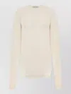 Alberta Ferretti Crew Neck Knitwear Long Sleeve Ribbed Top In Neutral