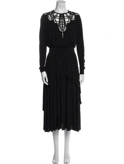 Pre-owned Alberta Ferretti Crew Neck Long Dress In Black