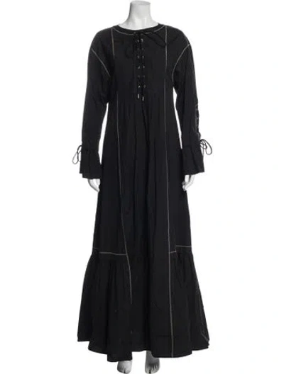 Pre-owned Alberta Ferretti Crew Neck Long Dress In Black