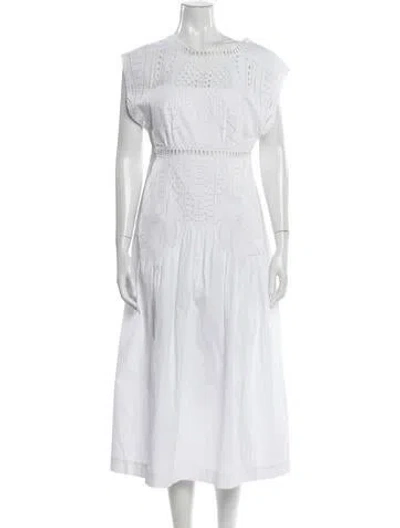 Pre-owned Alberta Ferretti Crew Neck Long Dress In White