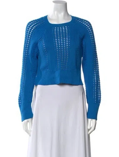 Pre-owned Alberta Ferretti Crew Neck Long Sleeve Top In Blue