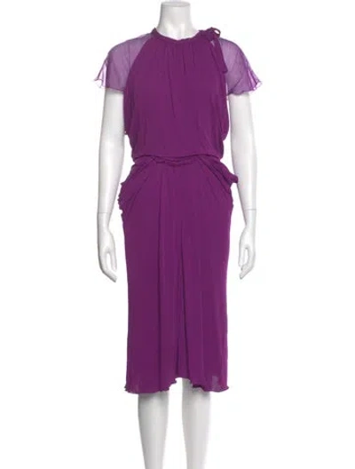 Pre-owned Alberta Ferretti Crew Neck Midi Length Dress In Purple