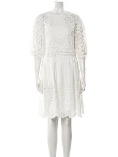 Pre-owned Alberta Ferretti Crew Neck Mini Dress W/ Tags In White