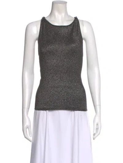 Pre-owned Alberta Ferretti Crew Neck Sleeveless Top In Black