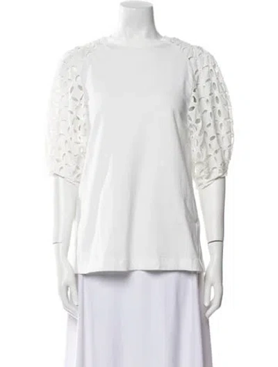 Pre-owned Alberta Ferretti Crew Neck Three-quarter Sleeve Blouse In Blue