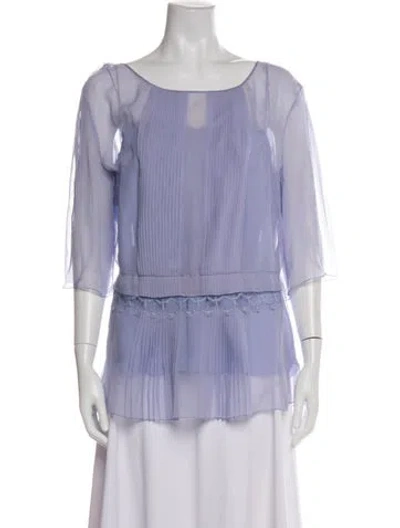 Pre-owned Alberta Ferretti Crew Neck Three-quarter Sleeve Blouse In Purple