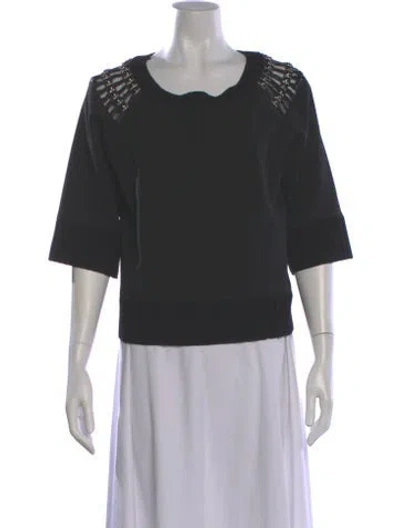 Pre-owned Alberta Ferretti Crew Neck Three-quarter Sleeve Top In Black
