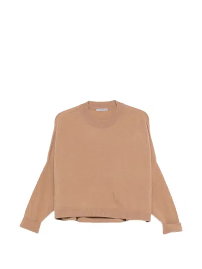 Alberta Ferretti Crew-neck Long-sleeve Sweater In Brown