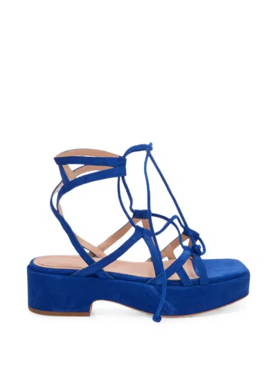 Alberta Ferretti Crisscross-strap Platform Sandals In Blue