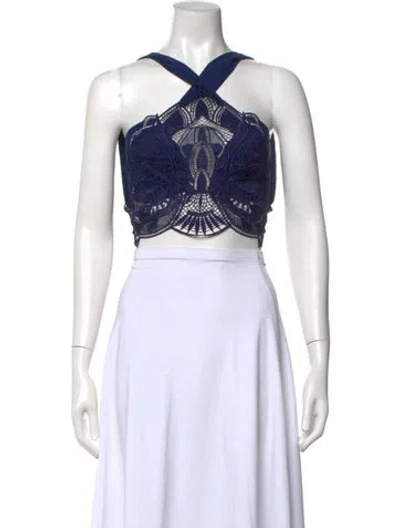 Pre-owned Alberta Ferretti Crochet Halterneck Crop Top In Pink