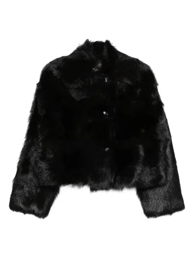 Alberta Ferretti Cropped Button-fastening Jacket In Black