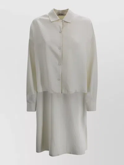 Alberta Ferretti Cropped Button Up Shirt Layered Design In Multi