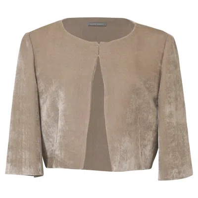 Alberta Ferretti Cropped Jacket In Beige Velvet