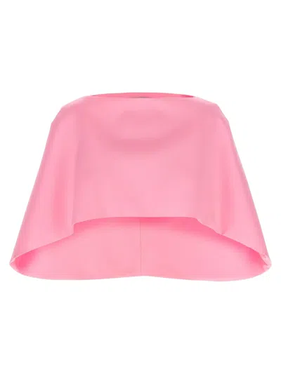 Alberta Ferretti Cropped Boat-neck Cape In Pink